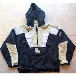 New Orleans Saints 90s STARTER puffer Pullover jacket M L black gold NFL Pro vtg